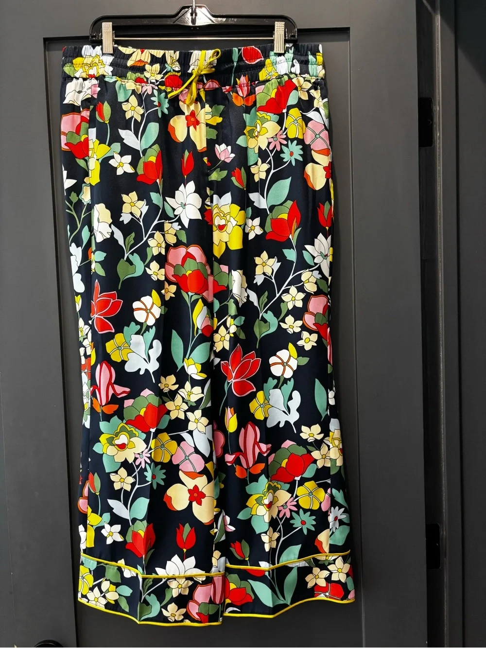 kate spade Flower Bed Twill Navy Floral Wide-Leg Pajama-Style Pants (NWT XL)